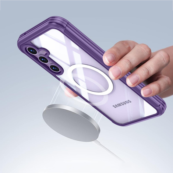Etui do Samsung Galaxy A55 5G, Shockproof, ze szkłem, do MagSafe, fioletowe