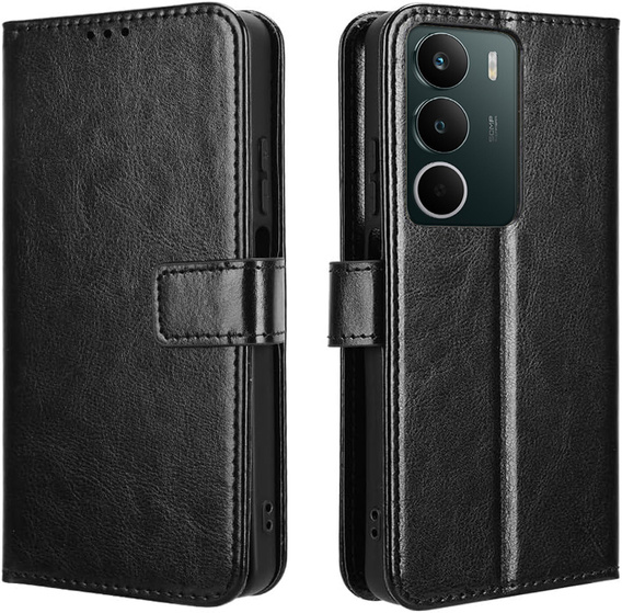 Etui z klapką Crazy Horse Wallet do Realme C71 – czarne