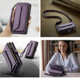 Etui CASEME do Samsung Galaxy A55 5G, RFID Leather Wallet, z paskiem na ramię, fioletowe