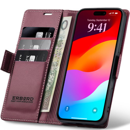 Etui ERBORD Glossy Litchi, portfel z klapką do iPhone 17 Pro Max