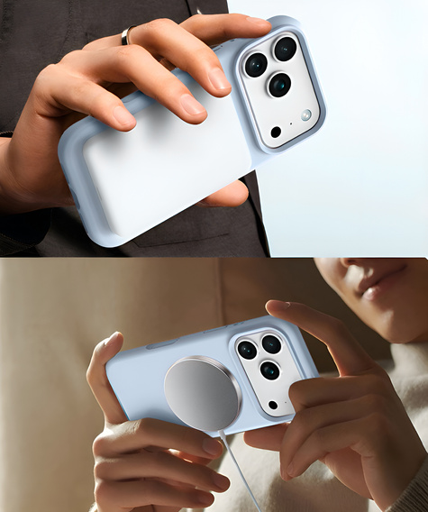Etui silikonowe do iPhone 17 Pro, do MagSafe, antywstrząsowe, niebieskie