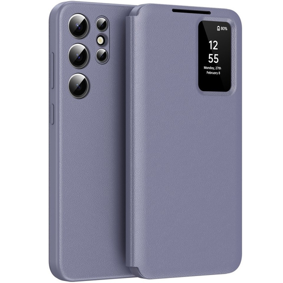 Etui z klapką do Samsung Galaxy S22 Ultra, Smart View Wallet, fioletowe
