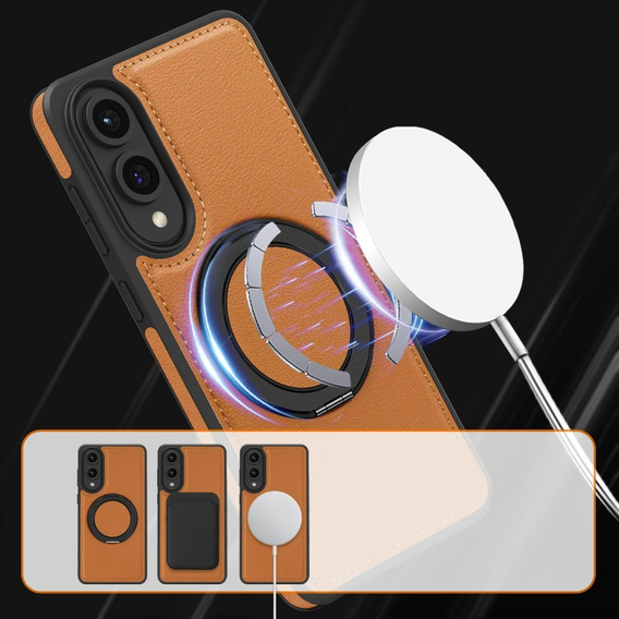 Etui do Samsung Galaxy S25 Edge, magnetyczne z podstawką – brązowe