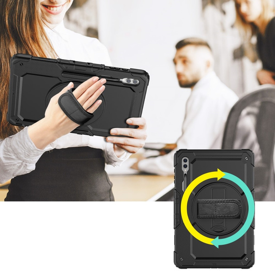 Etui pancerne do Samsung Galaxy Tab S9 Ultra, ochronne 360 z miejscem na rysik, Czarne