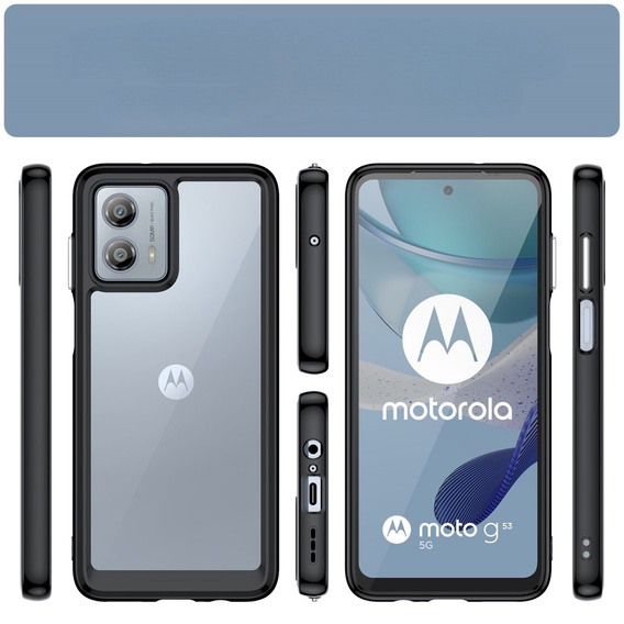 Etui do Motorola Moto G53 5G, Fusion Hybrid, przezroczyste / czarne
