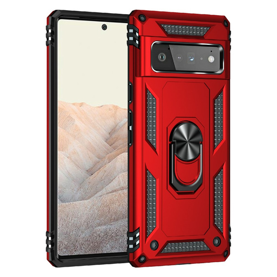 Etui pancerne do Google Pixel 6 Pro, Nox Case Ring, czerwone