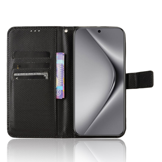 Etui z klapką do Huawei Pura 70, Wallet Smart Magnet, czarne