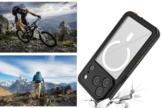 Etui Redpepper do iPhone 17 Pro Max, Wodoodporne IP68, do MagSafe, przezroczyste z czarnymi bokami