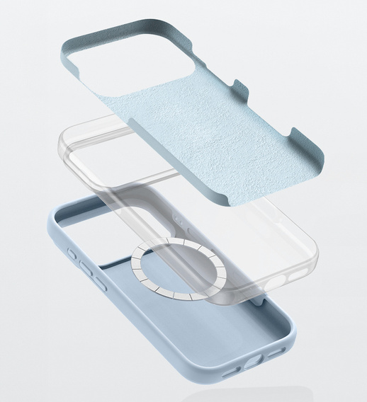 Etui silikonowe do iPhone 17 Pro, do MagSafe, antywstrząsowe, niebieskie