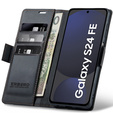 Etui do Samsung Galaxy S24 FE, ERBORD Glossy Litchi, portfel z klapką, czarne