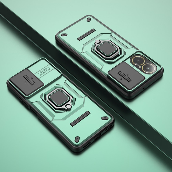 Etui do Realme C67 4G, KickStand Camera Lens, zielone