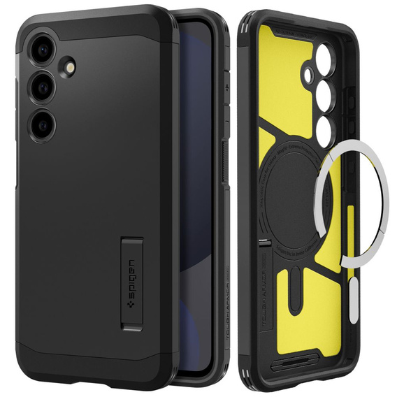 Etui Spigen do Samsung Galaxy S24 FE, Tough Armor Mag MagSafe, czarne + Szkło Hartowane 9H