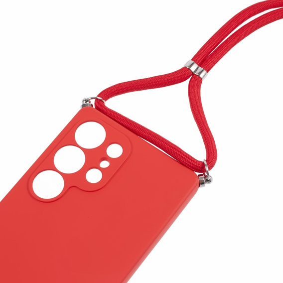 Etui  do Samsung Galaxy S25 Ultra z paskiem na ramię– czerwone
