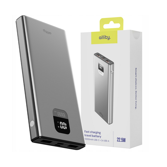 Allity Power Bank APB-100 PD QC 22.5W 10000 mAh - szary