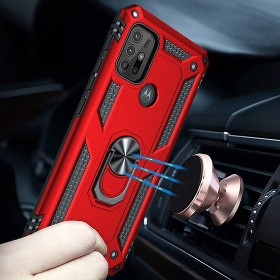 Etui pancerne do Motorola Moto G10/G30, Nox Case Ring, czerwone