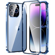 Etui do iPhone 15 Pro, Magnetic Dual Glass, niebieskie