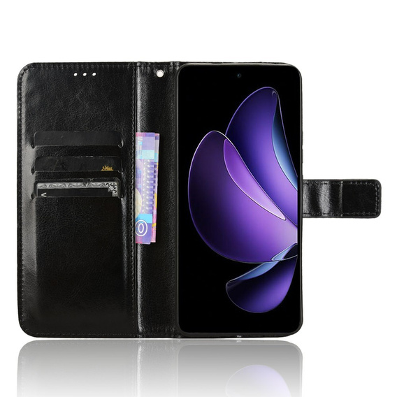 Etui z klapką do Oppo Reno 13F / Oppo Reno 13FS, Crazy Horse Wallet, czarne