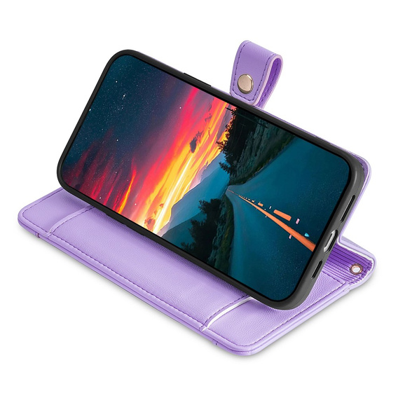 Etui z klapką do Realme 14 Pro+ 5G, Wallet Zipper Pocket, fioletowe