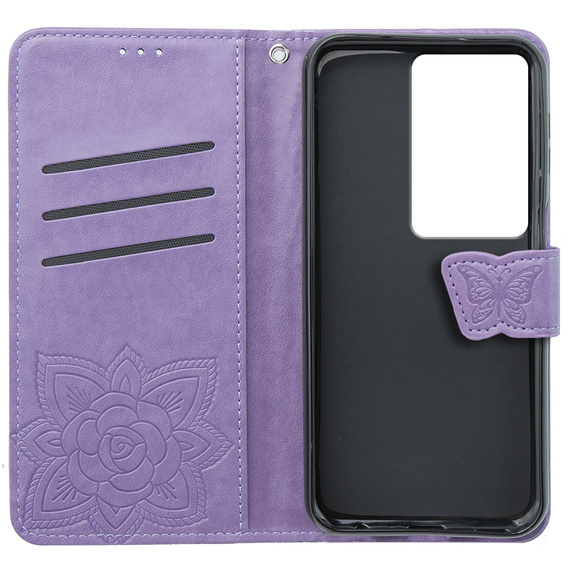 Etui z klapką do Oppo A79 5G, Butterfly, fioletowe