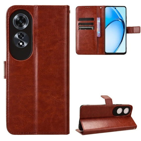Etui z klapką do Oppo A60, Crazy Horse Wallet, brązowe