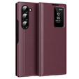 Etui z klapką do Samsung Z Fold5 5G, Smart View Wallet, bordowe