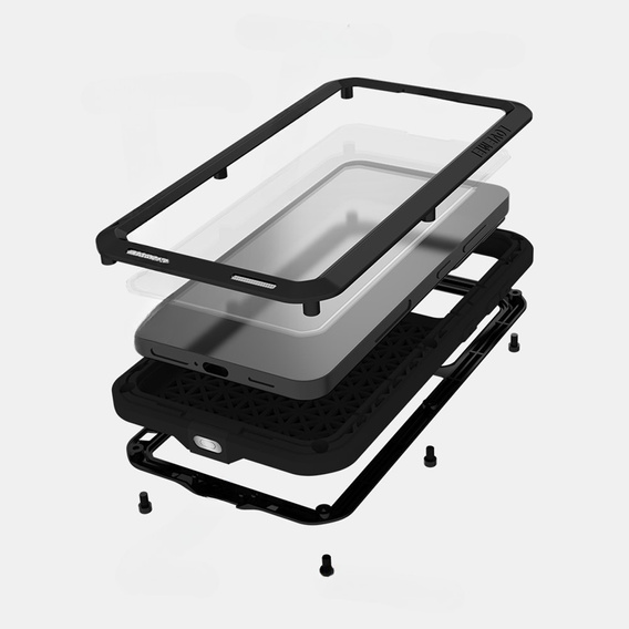 Etui Love Mei do Samsung Galaxy S24, pancerne ze szkłem, czarne