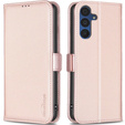 Etui z klapką do Samsung Galaxy A15, BINFEN Wallet, różowe rose gold + szkło 9H