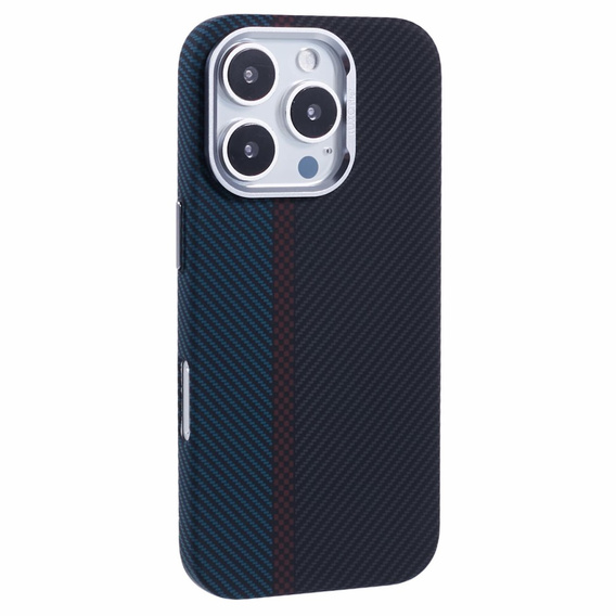 Etui do iPhone 16 Pro, Carbon Fiber MagSafe, czarne / niebieskie