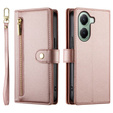 Etui z klapką do Xiaomi Poco X7 Pro 5G, Wallet Zipper Pocket, różowe