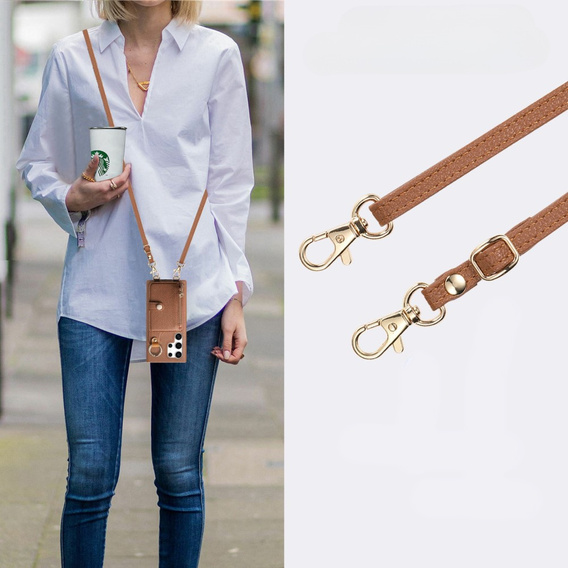 Etui do Samsung Galaxy S25 Ultra – z klapką, kieszeniami i paskiem, brązowe