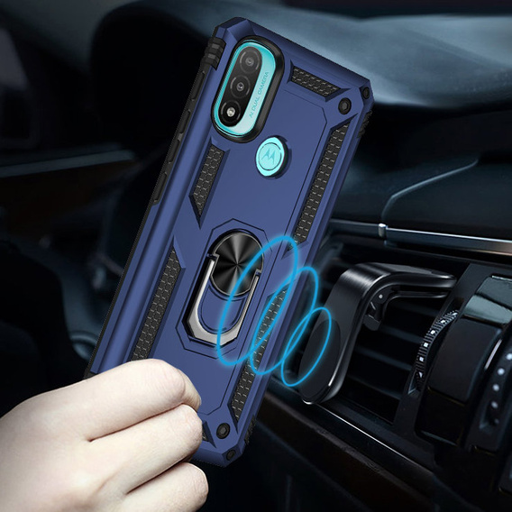 Etui pancerne do Motorola Moto E20/E30/E40, Nox Case Ring, niebieskie