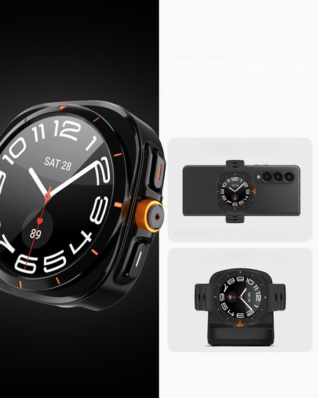 2w1 Etui + Szkło Hartowane do Samsung Galaxy Watch 7 40mm, Czarne