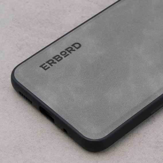Etui do Xiaomi Redmi 12C, ERBORD Business, z blaszką do uchwytów samochodowych, jasnoszare