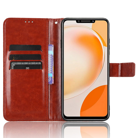 Etui z klapką do Huawei Nova Y91 4G, Crazy Horse Wallet, brązowe
