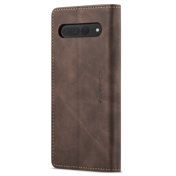 Etui CASEME do Google Pixel 7 Pro, Leather Wallet Case, brązowe
