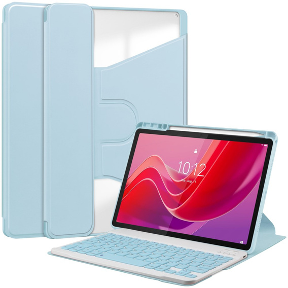 Etui z klawiaturą do Lenovo Tab M11, Rotary 360° Leather, jasnoniebieskie