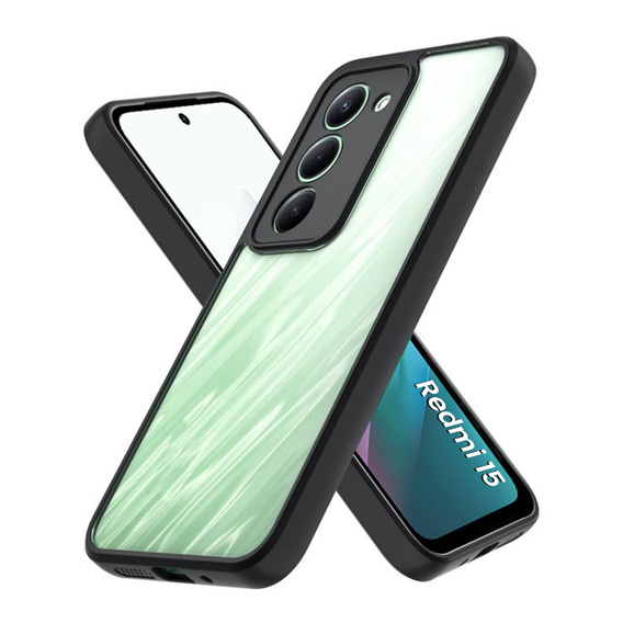 Etui do Xiaomi Redmi 15 5G / 4G, z ochroną aparatu, przezroczyste z czarnymi bokami