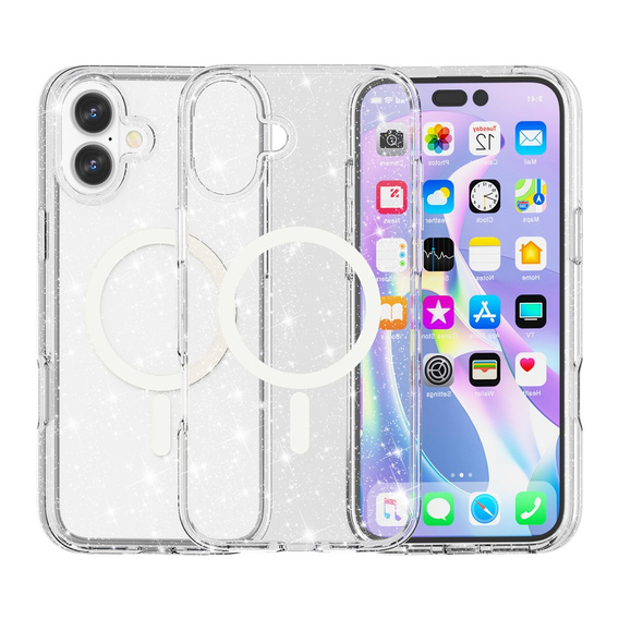 Etui do iPhone 17, do MagSafe, brokat, przezroczyste