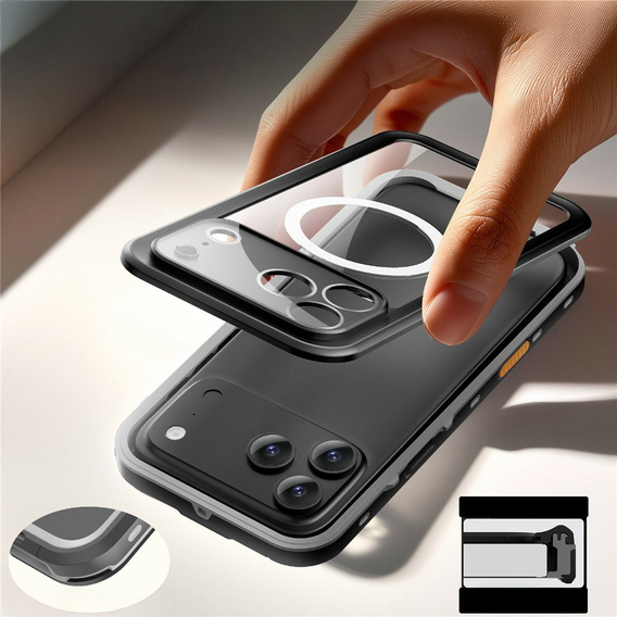 Etui do iPhone 17 Pro Max, Wodoodporne IP68, SHELLBOX MagSafe, czarne