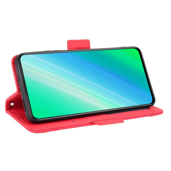 Etui z klapką do Asus Zenfone 7 / 7 Pro, Card Slot, czerwone