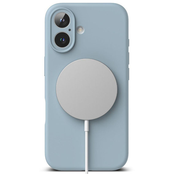 Etui Ringke do iPhone 16, Silicone MagSafe, niebieskie + Szkło Hartowane 9H