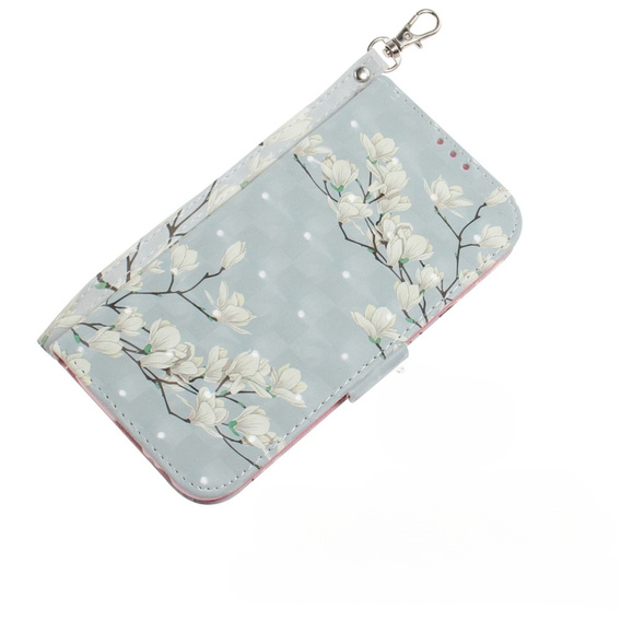 Etui z klapką do Motorola Moto E22 / E22i, Wallet, Magnolia Flowers szare