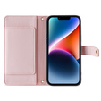 Etui z klapką do iPhone 15 Pro Max, Wallet Zipper Pocket, różowe