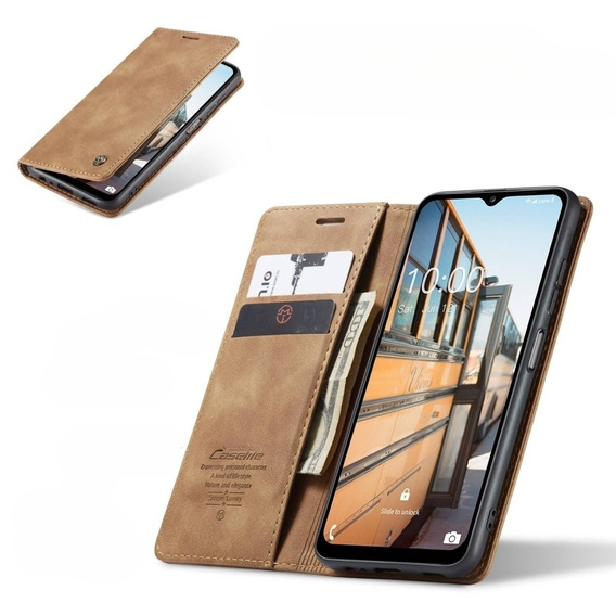 Etui CASEME do Samsung Galaxy M33 5G, Leather Wallet Case, brązowe