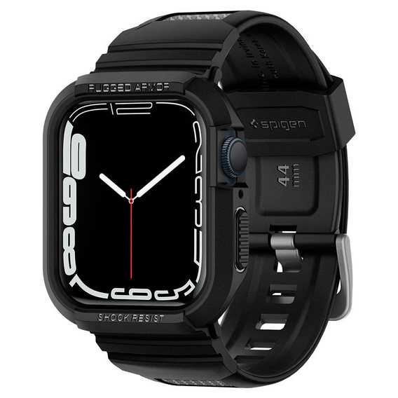 Pasek z etui Spigen do Apple Watch 4/5/6/7/8/9/SE 44/45mm, Rugged Armor Pro, Czarny