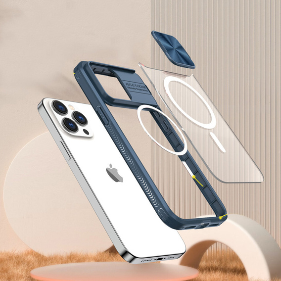 Etui do iPhone 14 Pro Max, Slide Camera Magsafe, niebieskie