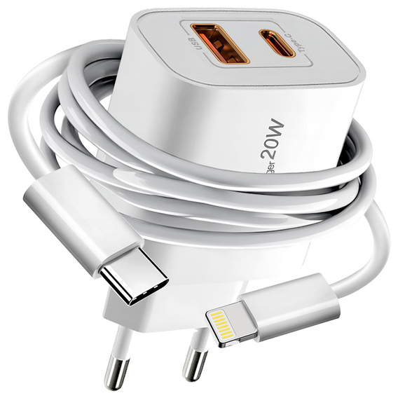 Szybka ładowarka USB-C 20W z kablem lightning 1m do iPhone – szybkie i bezpieczne ładowanie każdego dnia