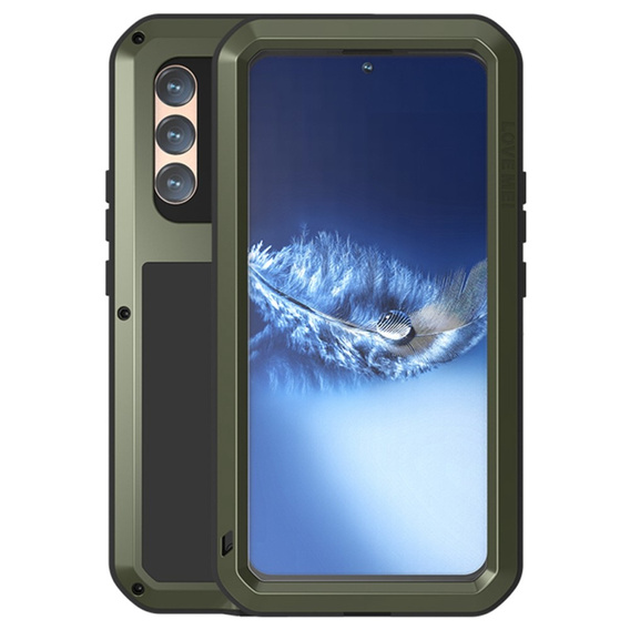 Etui Love Mei do Samsung Galaxy S22+ Plus, pancerne ze szkłem, zielone