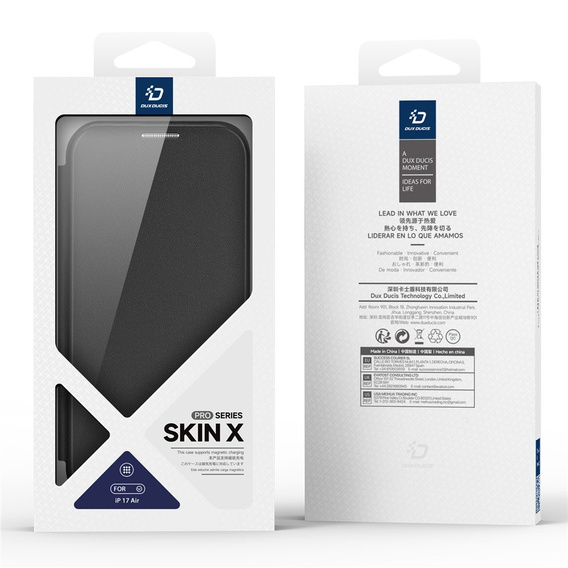 Etui Dux Ducis do iPhone 17 Air, Skin X Pro,  z klapką, do MagSafe, czarne