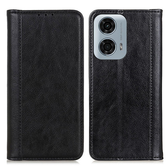 Etui do Motorola Moto G24 / G24 Power / G04, Wallet Litchi Leather, czarne